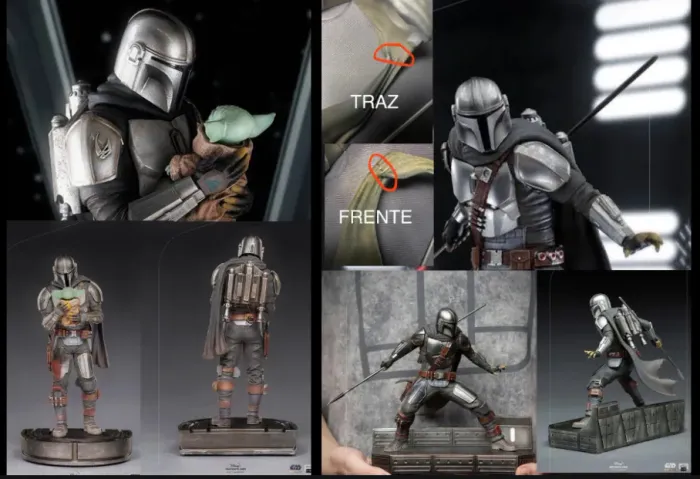 The Mandalorian (detalhe) e The Mandalorian e Grogu - Iron Studios- Star Wars