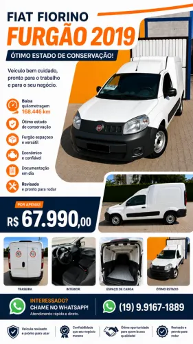Fiat Fiorino Furgão Work. Hard 1.4 Flex 8V 2P 2019