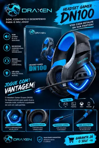 ? HEADSET GAMER DRAXEN DN100 ? LEVE SUA GAMEPLAY PARA OUTRO NÍVEL! ?