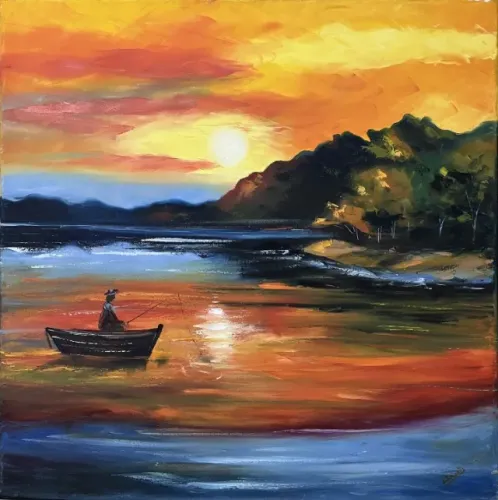 Pintura - O Pescador - Tinta Óleo Espatulada