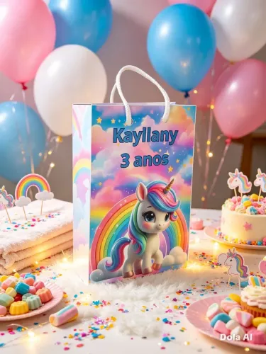Sacolinha personalizada qualquer tema, unicórnio