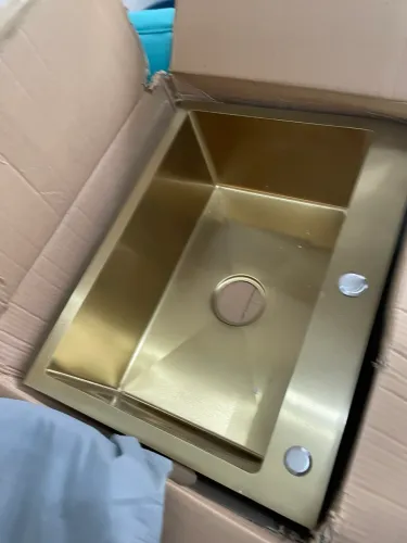 Cuba Gourmet Inox 304 Dourado c/Cesto, Porta detergente e com torneira.
