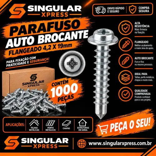 Parafuso Auto Brocante Flangeado 4,2 X 19mm 1000 Pçs