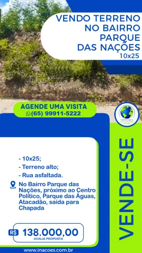 Terreno à venda, Parque Residencial das Nações Indígenas, Cuiabá, MT
