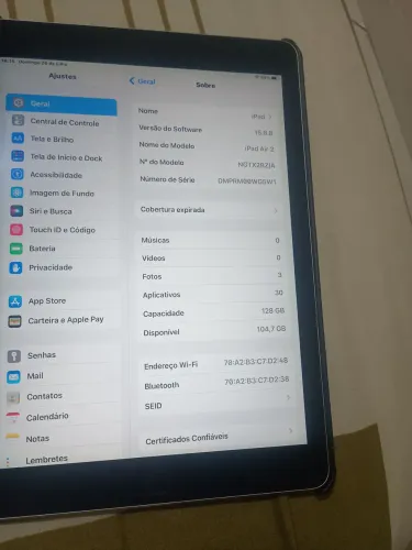 iPad Air 2 aparelho sem nenhum detalhe não tem nenhum risco