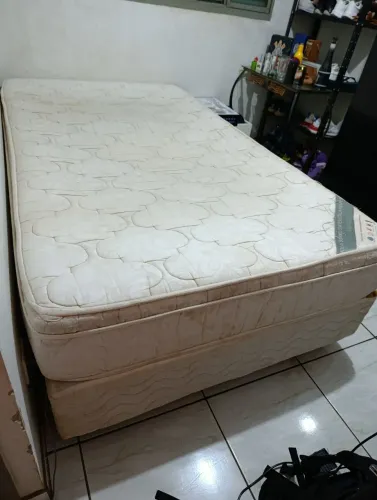 Cama Solteiro Extra 120x210 + Colchão de Molas - Conjunto Completo
