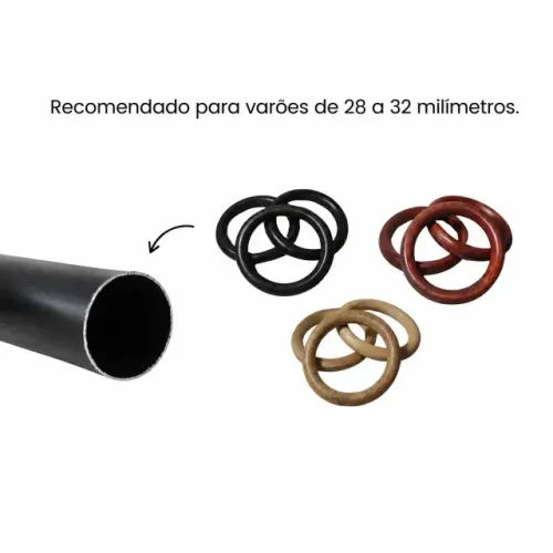 Argolas De Madeira Para Cortina 6,8 Cm - 10 Unidades