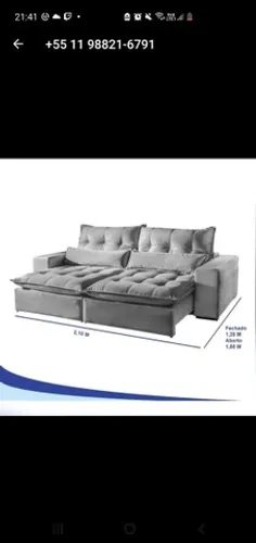 SOFA 2,50 MTS PILOW TOP ALTO PADRÃO RETRATIL RECLINÁVEL