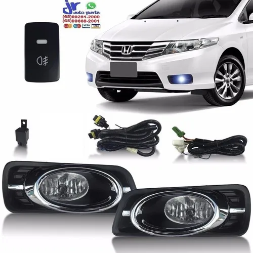 Kit Farol de Milha Honda City 12 13 14 Botão Similar ao Original