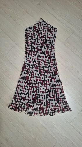 Vestido midi xadrez frente única, crepe, tam. 42 MARIA BONITA