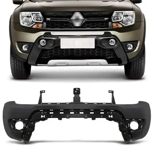 Parachoque Renault Duster 2015 à 2020 - Dianteiro Preto Liso - Furo Farol Auxiliar - Loma 