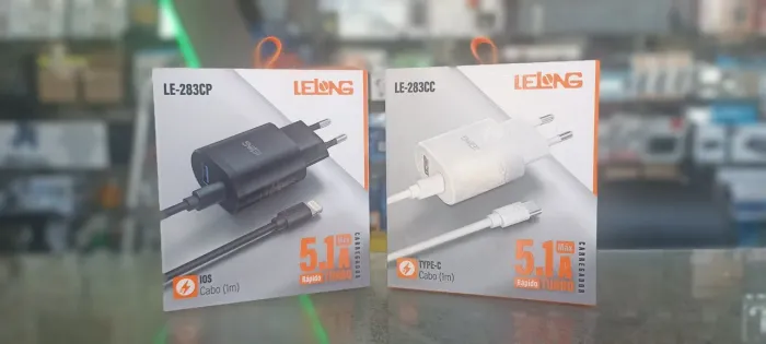 Carregador lelong IOS e Android (Distribuidora JK Eletrônicos, Honestidade e Qualidade)