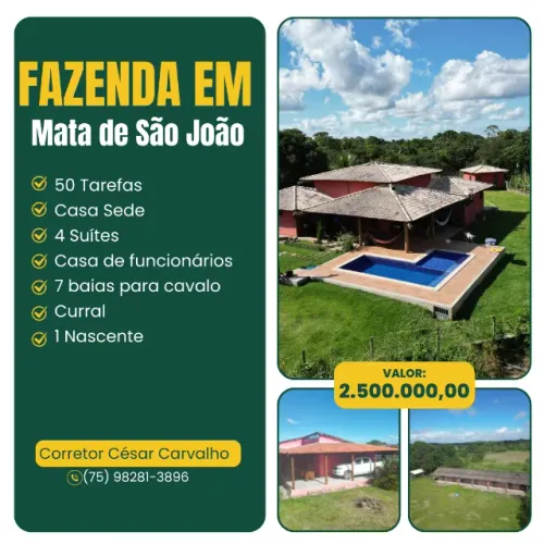 FAZENDA EM MATA DO SÃO JOÃO - 50 TAREFAS