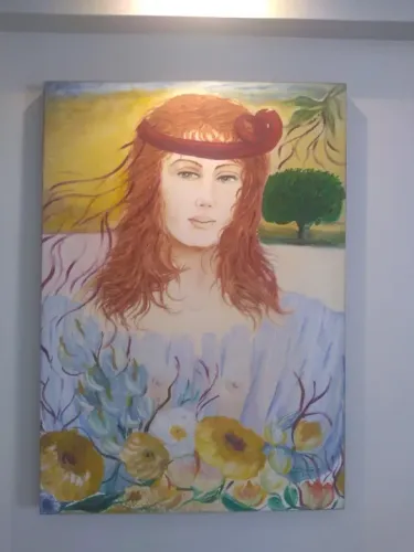 Quadro Artista Lúcia Verçosa, 69x49cm, Pintura em Eucatex, Assinada e Datada