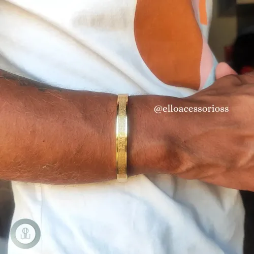 Bracelete Masculino Oração Banhado a Ouro 18k 