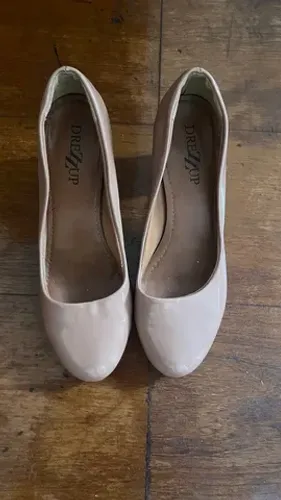 Sapato salto grosso nude 36