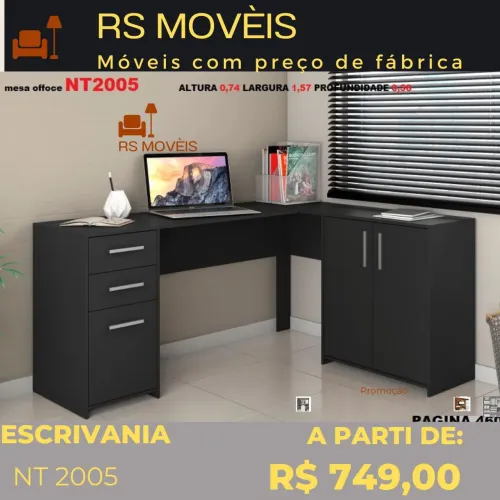 Escrivaninha de Canto Preta - NT2005