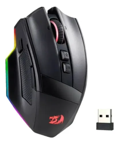 Mouse Sem Fio Gamer Redragon Rind Pro, RGB, 26000DPI, 1000Hz, 7 Botões, Preto 