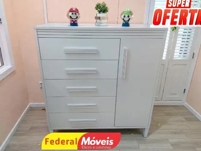 CÔMODA 100%MDF 5G 1P OFF WHITE (ENTRE EM CONTATO CONOSCO)