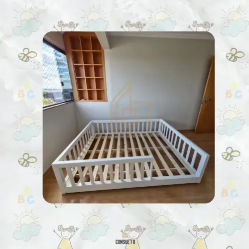 Cama de casal montessoriana branca