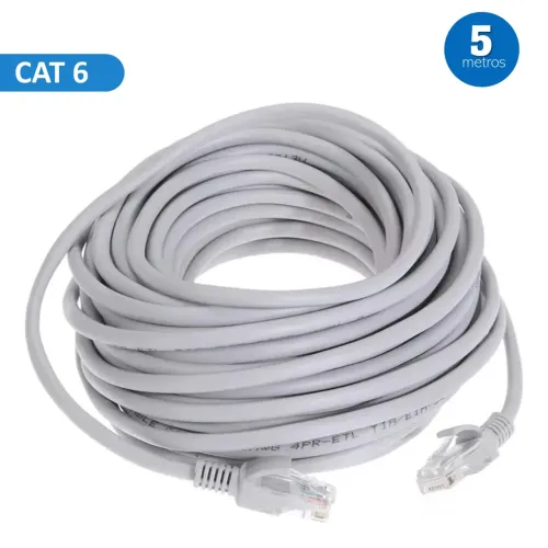 Cabo de Rede Cat 6 com 5 Metros para CFTV e Rede, Até 1000Mbps, Cinza - It-Blue 