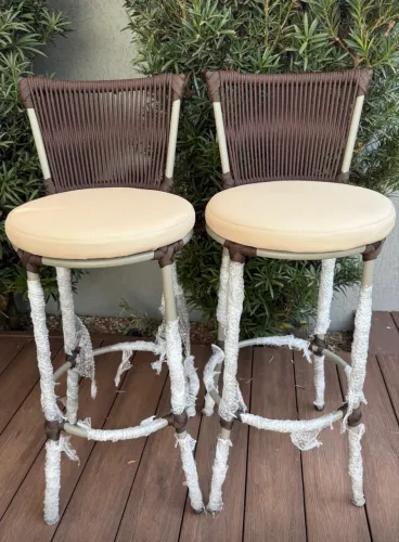 Banqueta balcão churrasqueira área gourmet alumínio corda nautica 