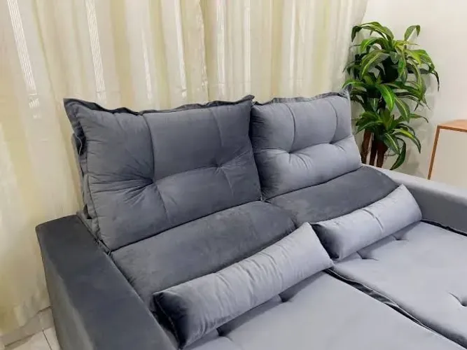 Sofá 3 lugares cinza - confortável e elegante