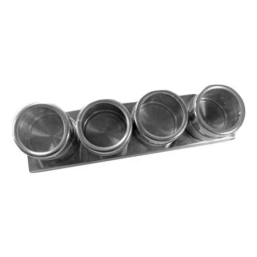 Porta Temperos Magnético Imã Aço Inox Wellmix Inox 4 Peças
