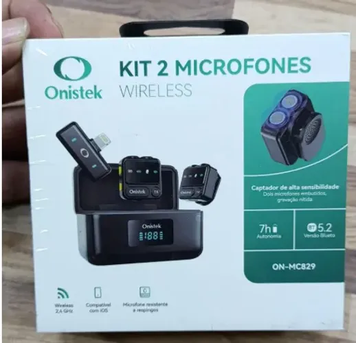 Microfone de Lapela Sem Fio Wireless Onistek ON-MC829 para iPhone 