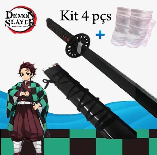 Kit cosplay tanjiro espada + acessorios demon slayer