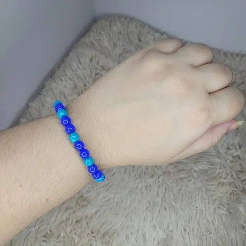 Pulseira de esferas azul com verde - feito 100% manual