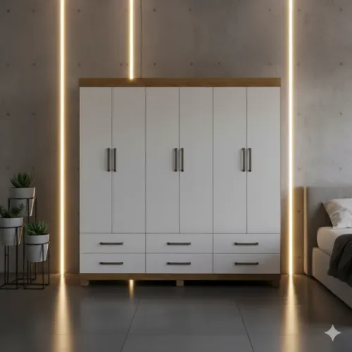 Promoção Guarda Roupa Dallas Cinamomo/Branco (PRODUTO NOVO DE FÁBRICA)