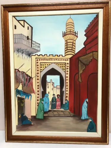 Lindo quadro "Árabes" pintado a óleo em tela (63 x 83) cm
