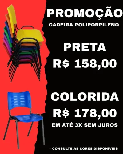 cadeira fixa em polipropileno com estrutura tubular