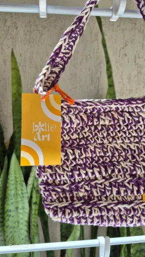 Bolsa roxo e branco 