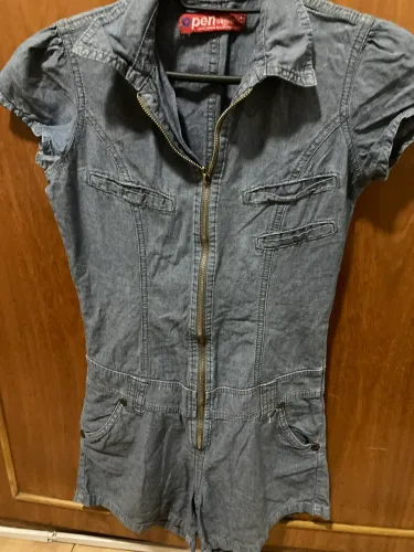 Macaquinho Jeans Feminino com Zíper - Tamanho 36