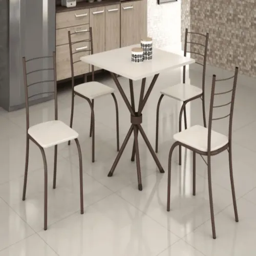 CONJUNTO MESA 4 CADEIRAS RIO TAMPO 75X75 GRANITO CREME - TEIXEIRA
