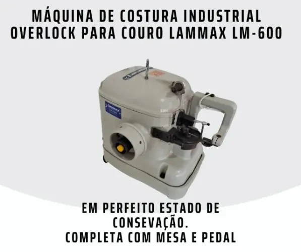 Máquina de Costura Industrial Overlock para Couro LAMMAX LM-600 Semi-Nova