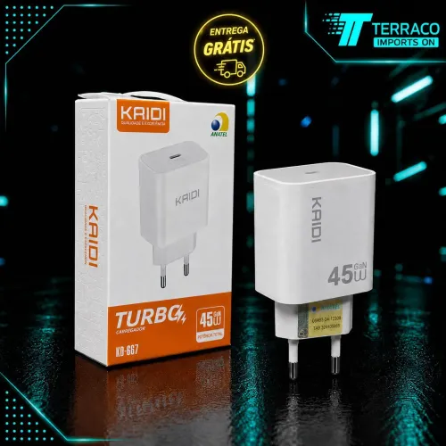 FONTE CARREGADOR TURBO KAIDI 45W KD-667