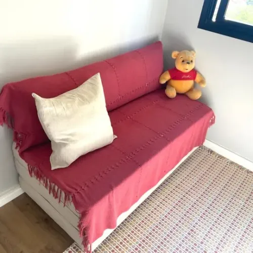 Estofado 3 em 1: Puff + Sofa + Cama de Casal