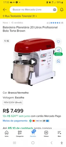 Batedeira venancio 20L usada