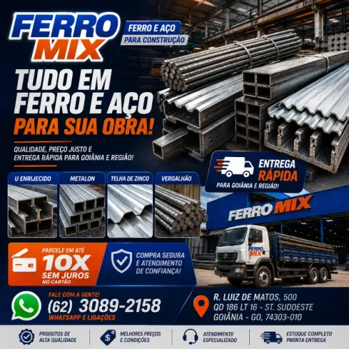 Ferro e Aço para Construção | Metalon, Vergalhão e Chapas - Entrega rápida e Parcelamento