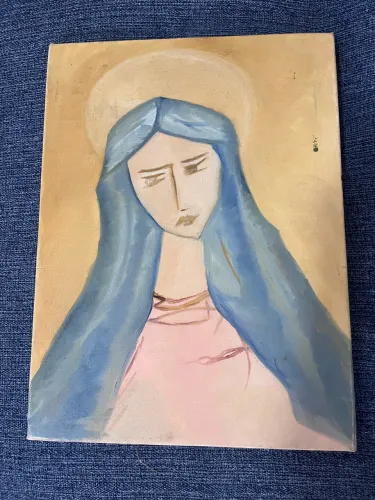 Óleo sobre tela virgem maria 30x40