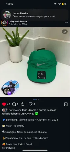 BONÉ NIKE TAILWIND DRI FIT FLY CAP ORIGINAL NOVO 