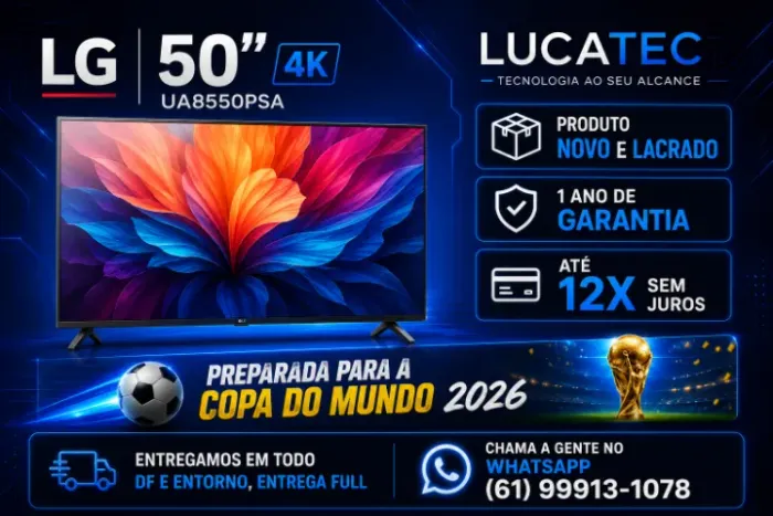 TV LG 50 4K UA8550PSA, NACIONAL, LACRADA, 1 ANO DE GARANTIA, EM 12X SEM JUROS