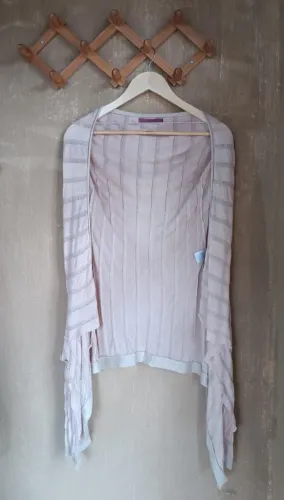 Cardigan Rosa Claro de Malha Vazado | Manga Longa | Delicado