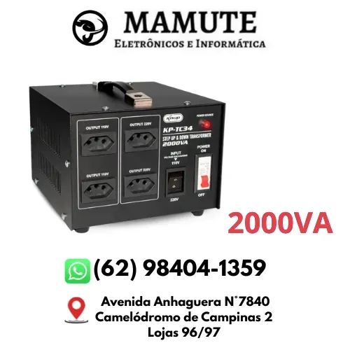 Transformador 110v E 220v Conversor De Tensão 2000va Energia Bivolt