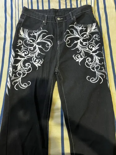 Roupa Calça Y2K Calça Larga Calça Emo Telefone