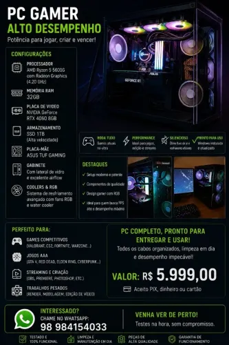 Vendo ou troco PC gamer