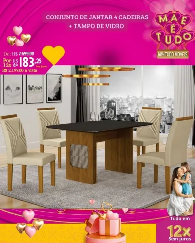 Conjunto de jantar 4 cds 100%MDF